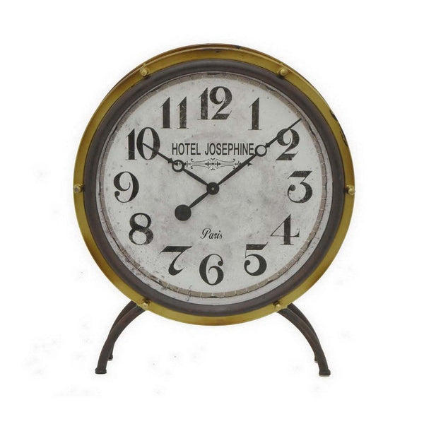 25 Inch Table Clock, Contemporary Style, Black and Gold Metal Finish - BM312511
