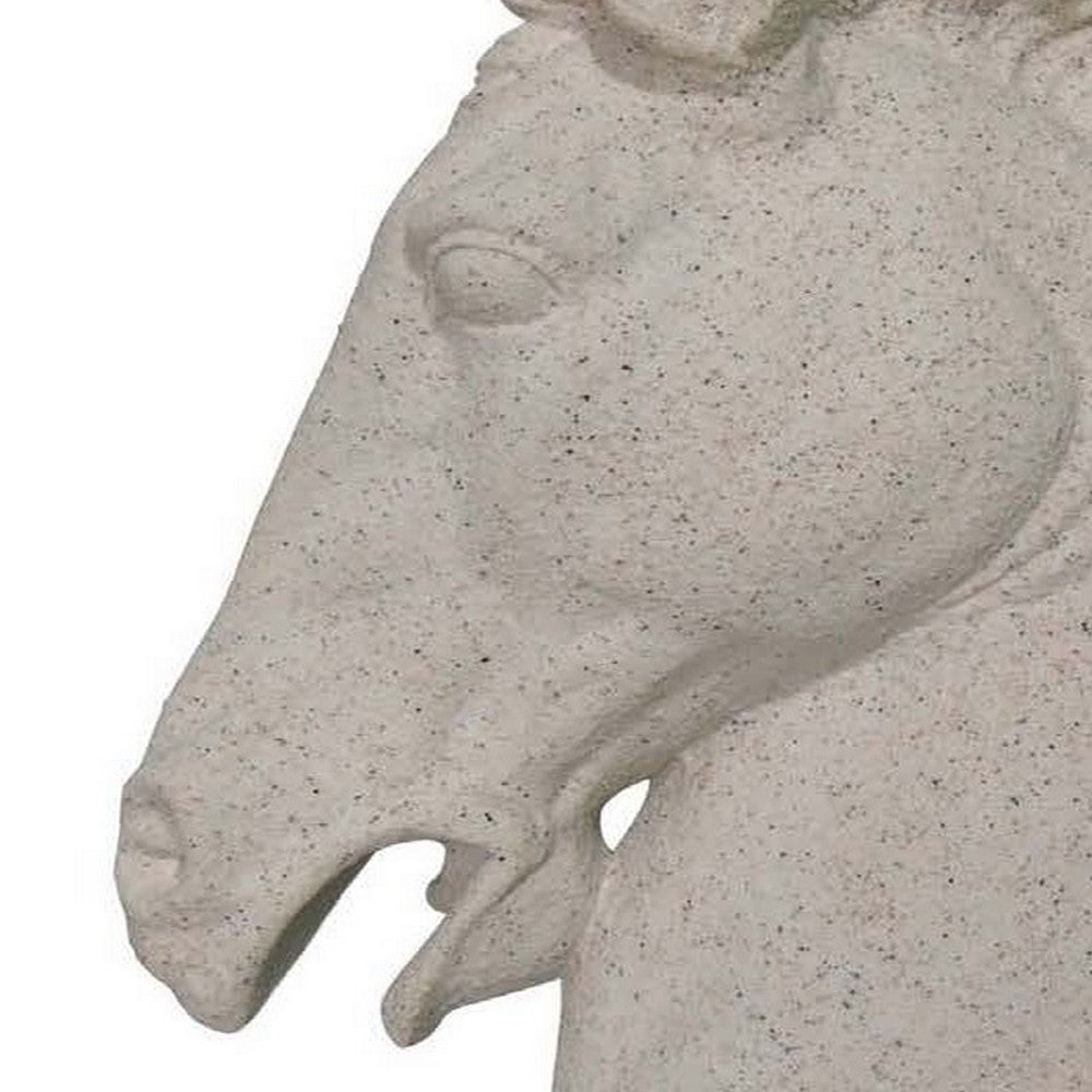 25 Inch Horse Head Figurine Statuette, Lifelike Design, White Resin - BM312544