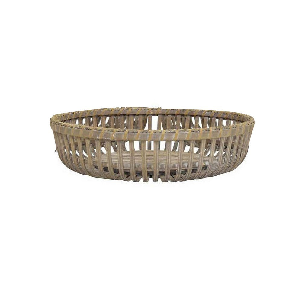 Set of 3 Decorative Baskets, Varying Sizes, Brown Natural Bamboo Fiber - BM312551