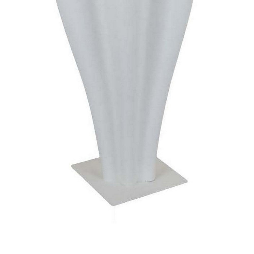 24 Inch Accent Vase, Tulip Design, Square Base, Modern White Resin Finish - BM312554