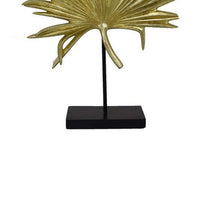 Menny 21 Inch Palm Leaf Resin Decorative Sculpture, Resin Gold Finish - BM312590