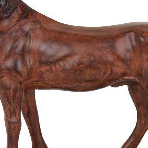Fenny 16 Inch Standing Horse Statuette, Tabletop Figurine, Red Resin - BM312608