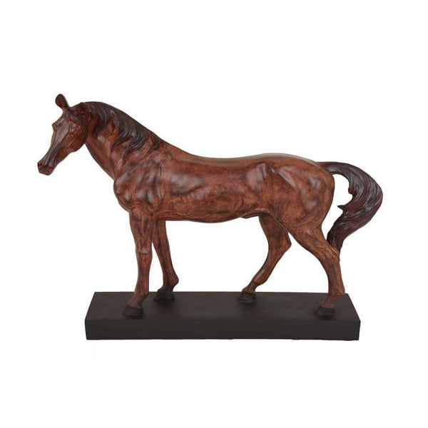 Fenny 16 Inch Standing Horse Statuette, Tabletop Figurine, Red Resin - BM312608