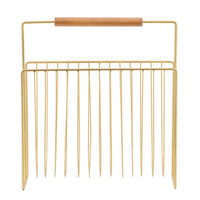 Raina 15 Inch Decorative Magazine Rack, Curved Stack, Gold Finished Iron - BM312616