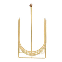 Raina 15 Inch Decorative Magazine Rack, Curved Stack, Gold Finished Iron - BM312616