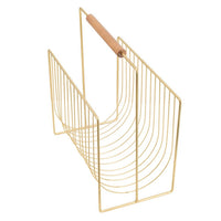 Raina 15 Inch Decorative Magazine Rack, Curved Stack, Gold Finished Iron - BM312616