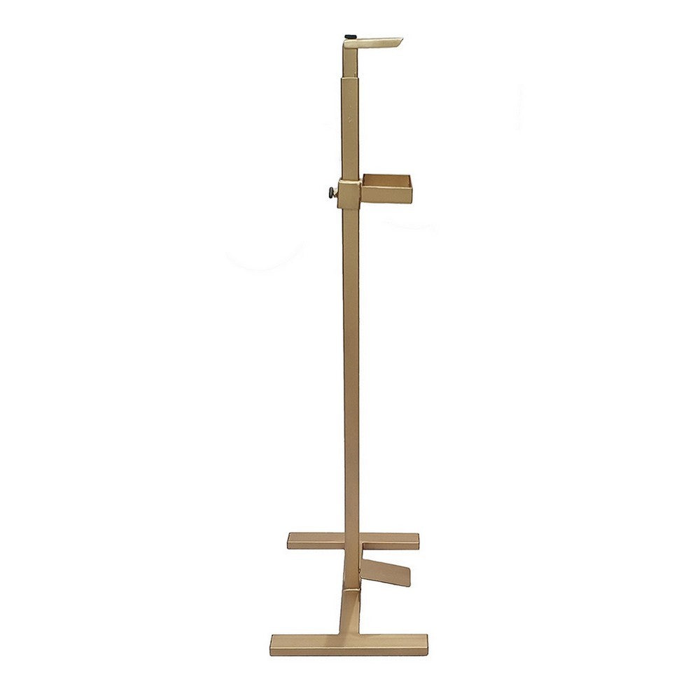 Lyna 41 Inch Sanitizer Dispenser Stand, Hands Free Foot Pedal, Gold Iron - BM312624