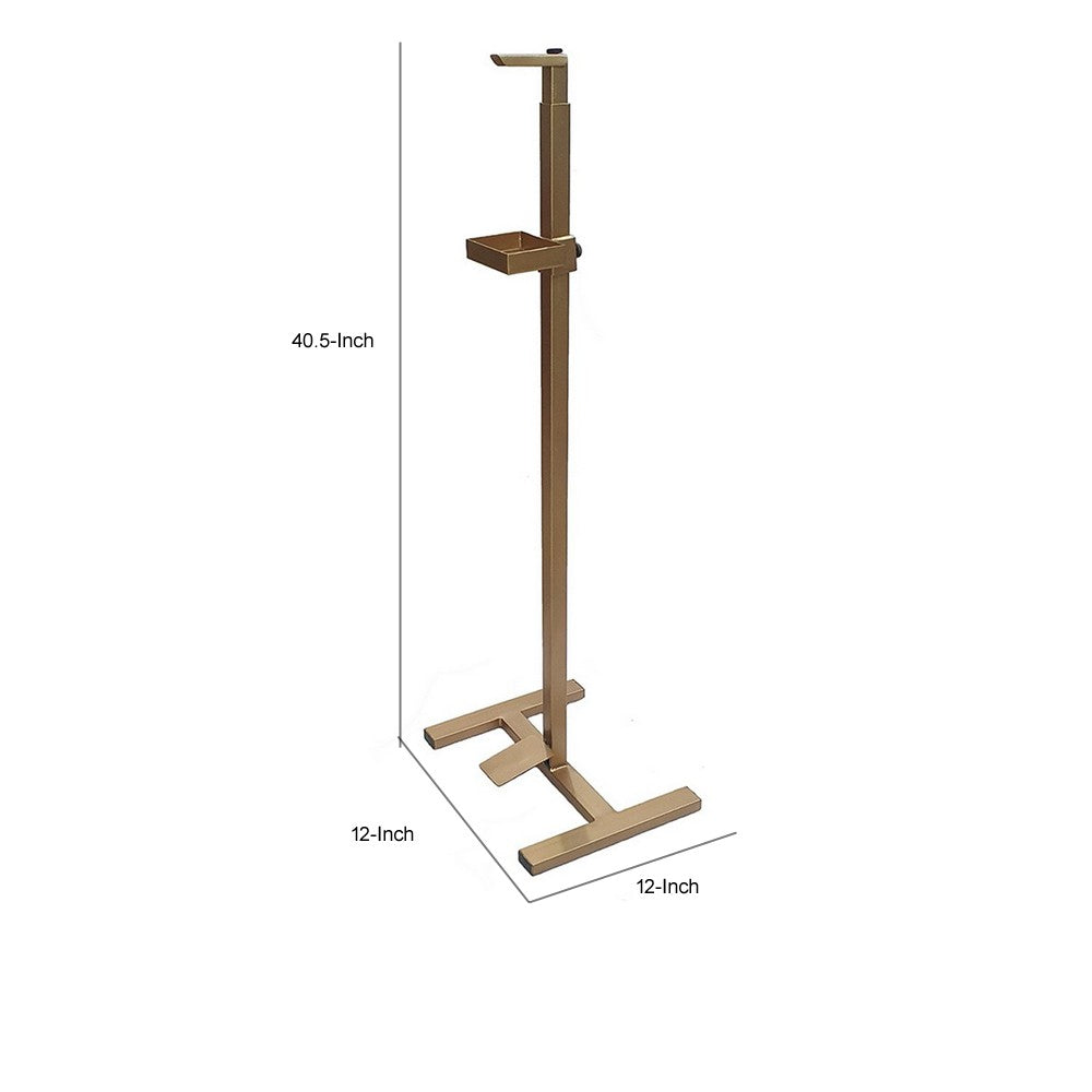 Lyna 41 Inch Sanitizer Dispenser Stand, Hands Free Foot Pedal, Gold Iron - BM312624