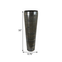 32 Inch Metal Vase, Tumbler Shape, Narrow Base, Multicolored Glossy Finish - BM312651
