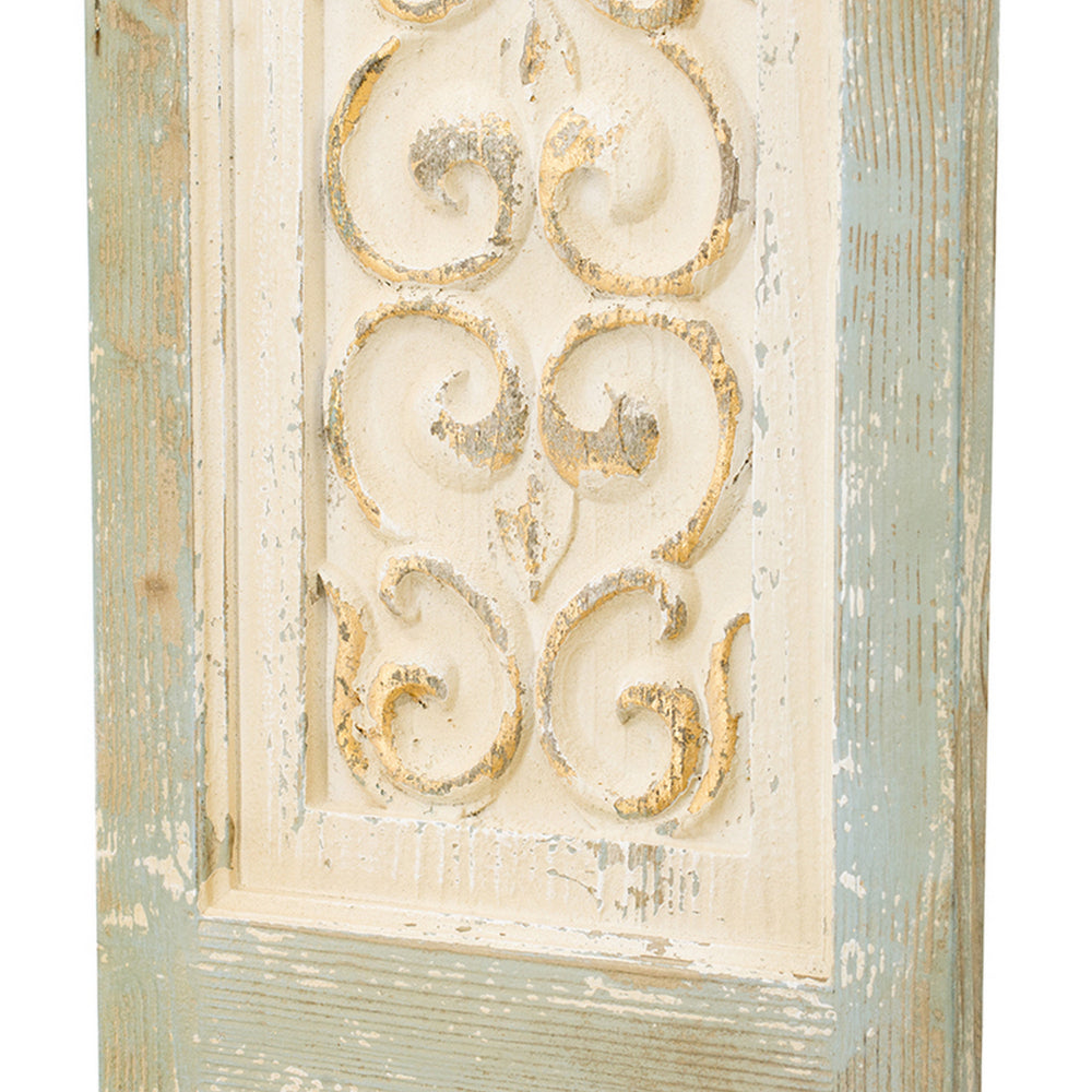 79 Inch Tall Decorative Carved Wood Panel Wall Art, Fir Wood, Beige, Gray - BM312728