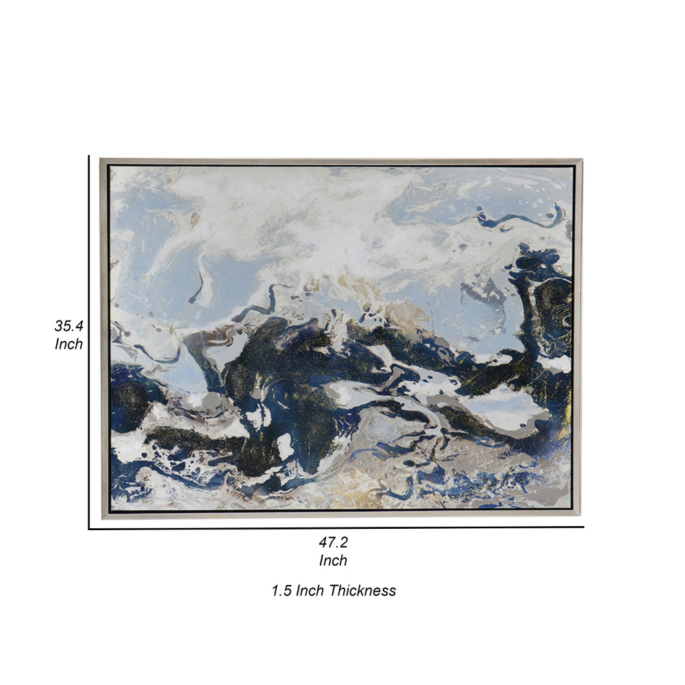 36 x 47 Framed Handpainted Wall Art, Rectangular Multicolor Cerulean Seas - BM312737