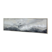 20 x 71 Framed Handpainted Wall Art, Landscape Abstract Design, Soft Gray - BM312753