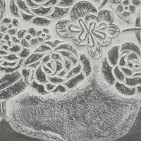 36x36 Inch Wall Art Panel, Carved Flower Vase Design, Gray White Wood - BM312765