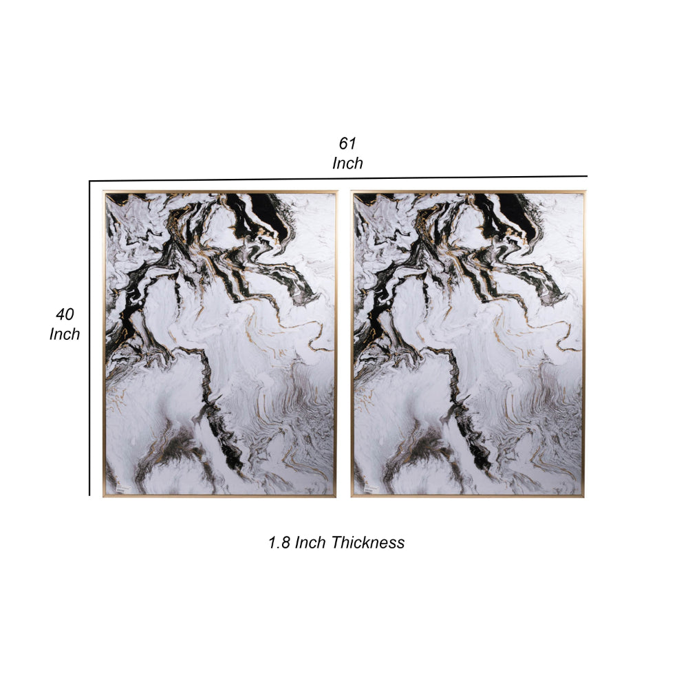 30 x 40 Set of 2 Wall Panels, Home Decor, White Black Marble Design - BM312773
