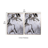 30 x 40 Set of 2 Wall Panels, Home Decor, White Black Marble Design - BM312773