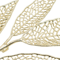 35 Inch Wall Art Decor, Large Carved Leaf Design, Aluminum Gold Finish - BM312776