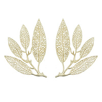 18 Inch Set of 2 Wall Art Decor Pieces, Leaf Design, Modern Gold Finish - BM312806
