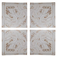 18 Inch Wall Art Panel Set of 4, Square Split Image, Fir Wood, White, Brown - BM312856