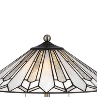 Kio 23 Inch Table Lamp, Modern Tiffany Style Stained Glass, Silver Metal - BM313392