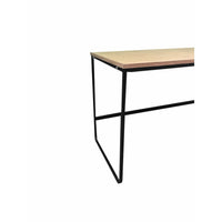 Evon 47 Inch Office Desk, Natural Brown Wood Top, Open Base, Black Metal - BM313520