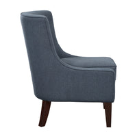 31 Inch Accent Armchair, Textured Tufted Blue Polyester, Brown Solid Wood - BM314268