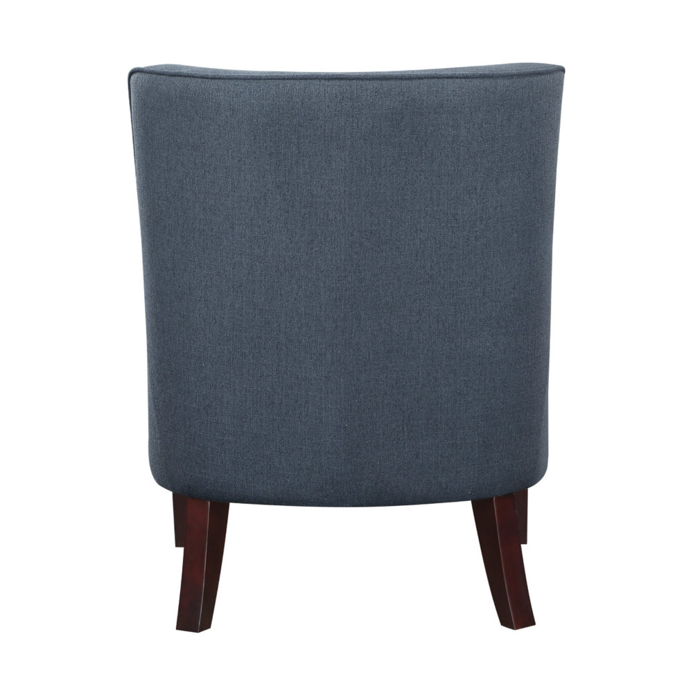 31 Inch Accent Armchair, Textured Tufted Blue Polyester, Brown Solid Wood - BM314268