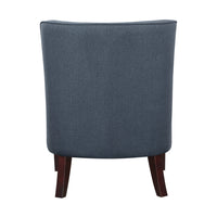 31 Inch Accent Armchair, Textured Tufted Blue Polyester, Brown Solid Wood - BM314268