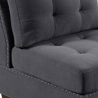 Lemy 32 Inch Modular Armless Sofa Chair, Tufted Gray Upholstery, Solid Wood - BM314390