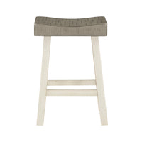 Casy 25 Inch Counter Height Stool, Saddle Seat, White Rubberwood, Set of 2 - BM314440