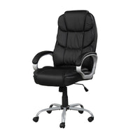30 Inch Office Chair, 360 Degree Swivel, Cushioned Black Faux Leather - BM314721