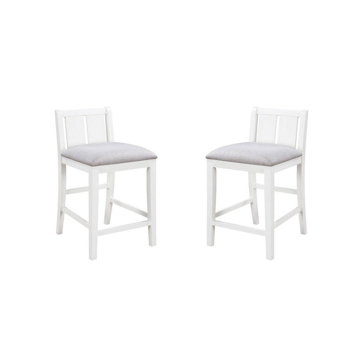 Ham 25 Inch Counter Height Chair Set of 2, Cream Fabric, White Wood Finish - BM314912