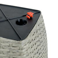 Aly Self Watering Planter Set of 2, Intricately Hand Woven Rattan, Gray - BM315160