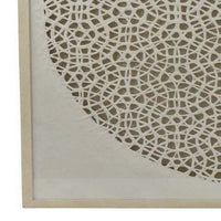 40 Inch Wall Art Decor, Carved Cutout Design, Natural Fiber, Gray Frame - BM315662
