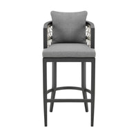 Hosa 26 Inch Outdoor Patio Counter Stool Chair, Gray Aluminum, Woven Rope - BM315732