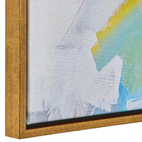 37 x 37 Handcrafted Wall Art, Isles Dream on Framed Canvas, Gold White Blue - BM315748
