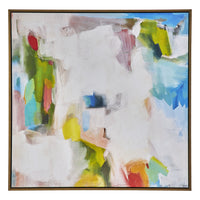 37 x 37 Handcrafted Wall Art, Isles Dream on Framed Canvas, Gold White Blue - BM315748
