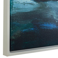 31 x 41 Handcrafted Wall Art, Crashing Waves on Framed Canvas, White, Blue - BM315756
