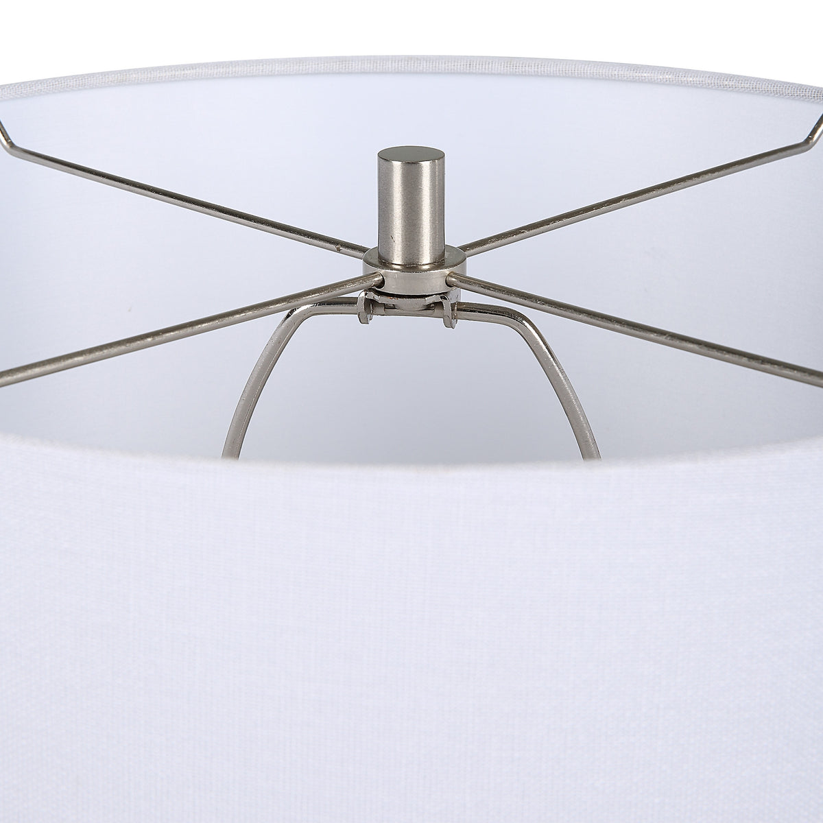 25 Inch Table Lamp, Rattan Woven, White Linen Shade, Brushed Silver Accents - BM315760