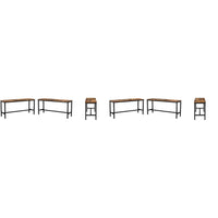 43 Inch Accent Bench Set of 2, Industrial Brown Wood Seat, Black Steel - BM315849