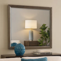 Wali 38 x 44 Dresser Mirror, Beveled, Rectangular Tempered Glass, Gray - BM316149