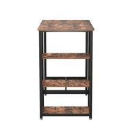 43 Inch Bar Table with 3 Shelves, Rectangular Brown Wood Top, Black Steel  - BM316223