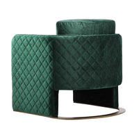 Usso 29 Inch Lounge Chair, Green Velvet, Diamond Quilted Design, Metal - BM317103