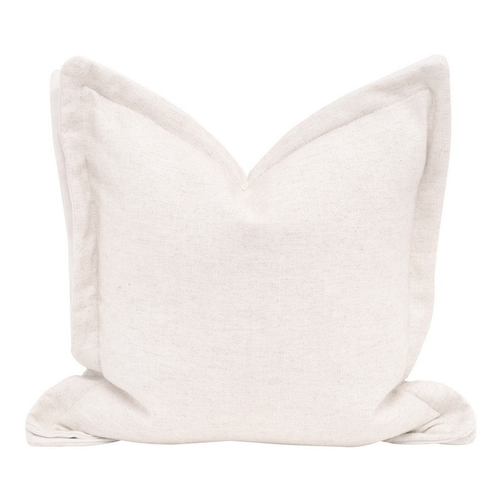22 Inch Set of 2 Accent Throw Pillow, Textured Polyester, Cream White By Casagear Home