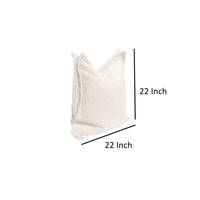 22 Inch Set of 2 Accent Throw Pillow, Textured Polyester, Cream White By Casagear Home