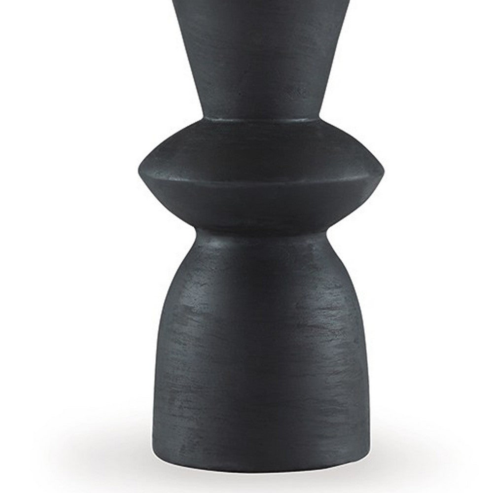 25 Inch Table Lamp Set of 2, Black Sculptural Solid Base, Drum Hardback - BM317499