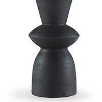 25 Inch Table Lamp Set of 2, Black Sculptural Solid Base, Drum Hardback - BM317499