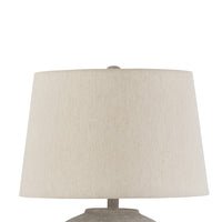 Waer 26 Inch Table Lamp, Classic Gray Pot Style Base, White Drum Shade - BM318385