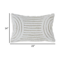 Aris 14 x 22 Lumbar Throw Pillow Set of 4, Geometric Design, White, Tan - BM318616