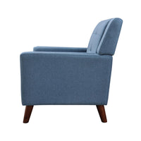 Accent Armchair, Tufted Back and Flared Arms, Birch Wood, Blue Polyester -BM320567