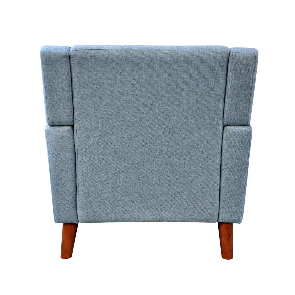 Accent Armchair, Tufted Back and Flared Arms, Birch Wood, Blue Polyester -BM320567